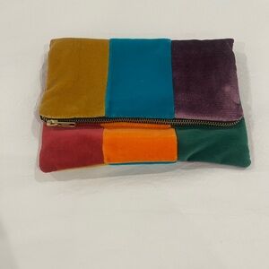 VELVET FOLD-OVER ZIPPER CLUTCH